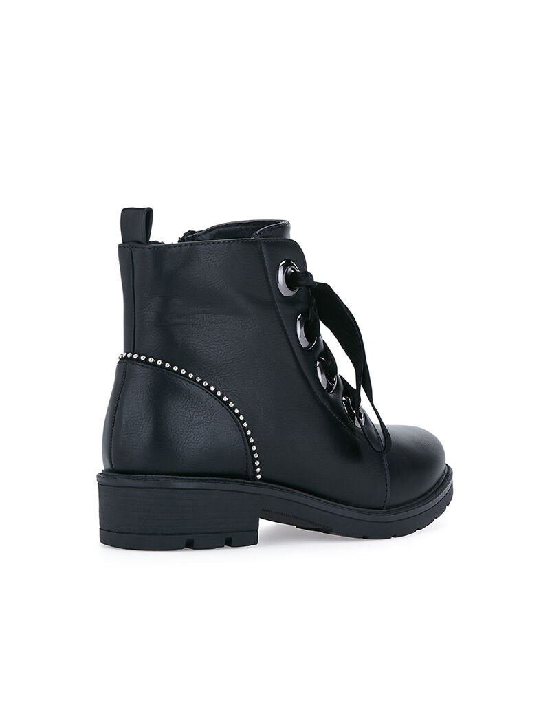 Boots à lacets effet velours - noir - 4