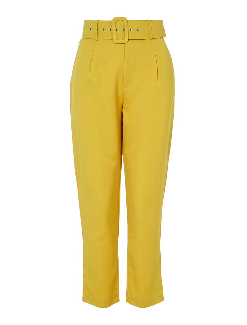 Pantalon souple ceinturé - safran - 1
