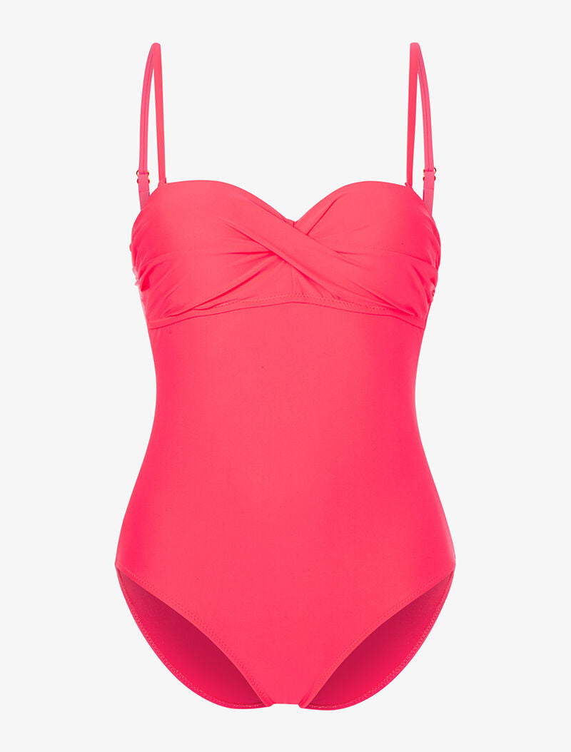 Monokini à bandeau torsadé - corail fluo - 3
