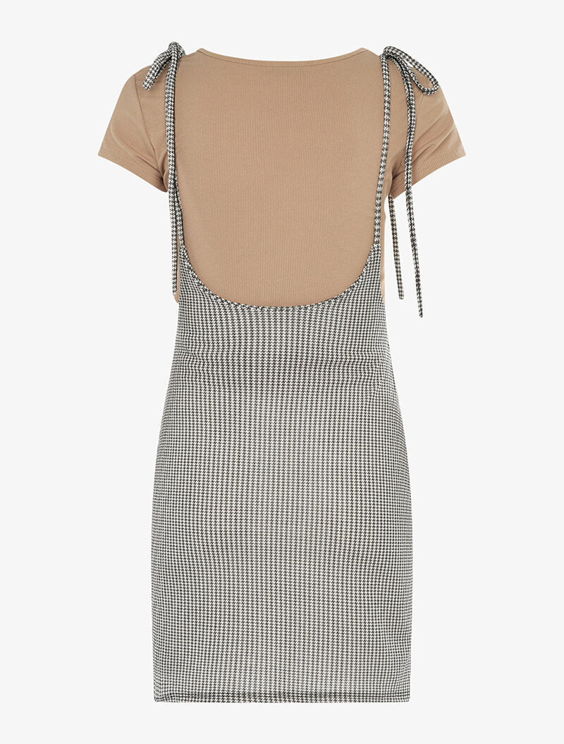 Tunique à imprimé et t-shirt côtelé - taupe - 2