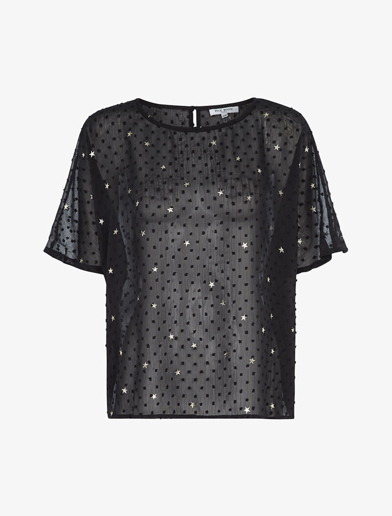 Blouse transparente à motifs étoilés - noir - 3