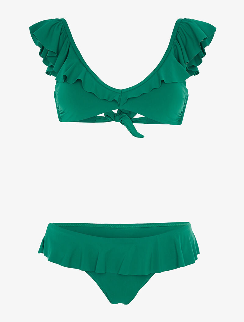 Bikini volanté échancré - vert - 1