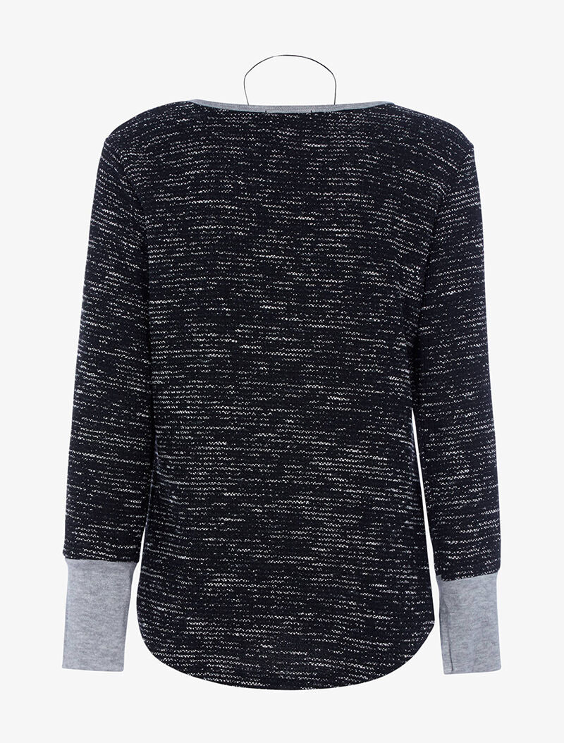 Top style chiné à sautoir - noir - 5