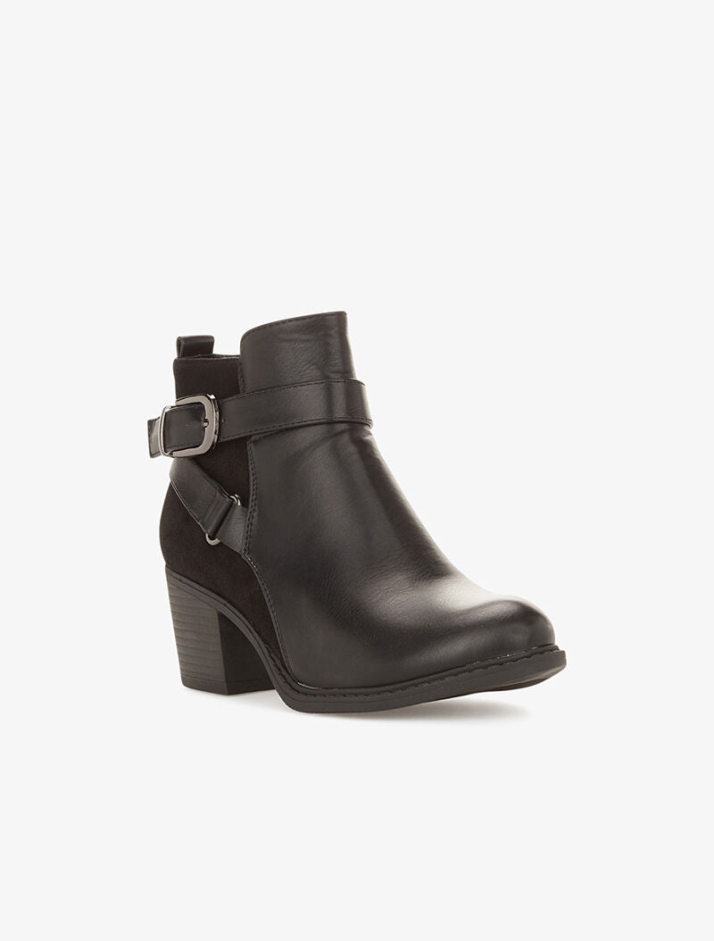 Bottines bi matière et bride - noir - 2