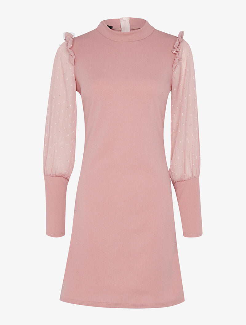 Robe ajustée à manches transparentes - rose - 1