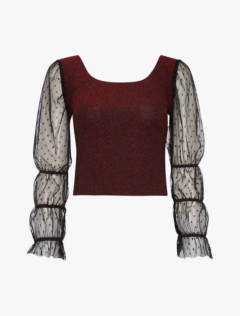Crop top scintillant - rouge - 3