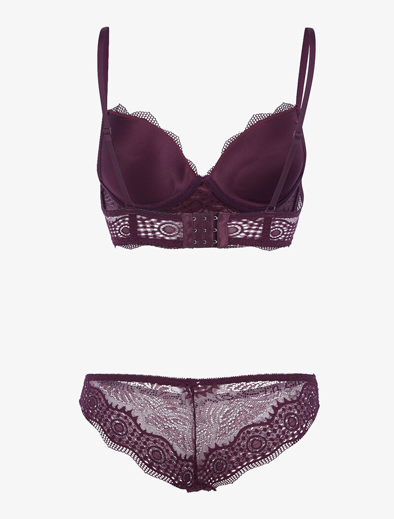 Ensemble bustier à empiècements dentelle ajourés - violet - 2