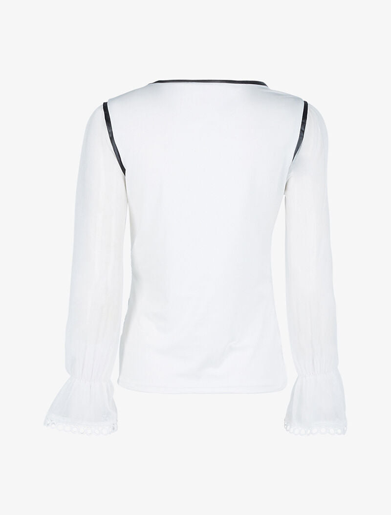 Top buste à motifs et manches en voile - blanc - 2