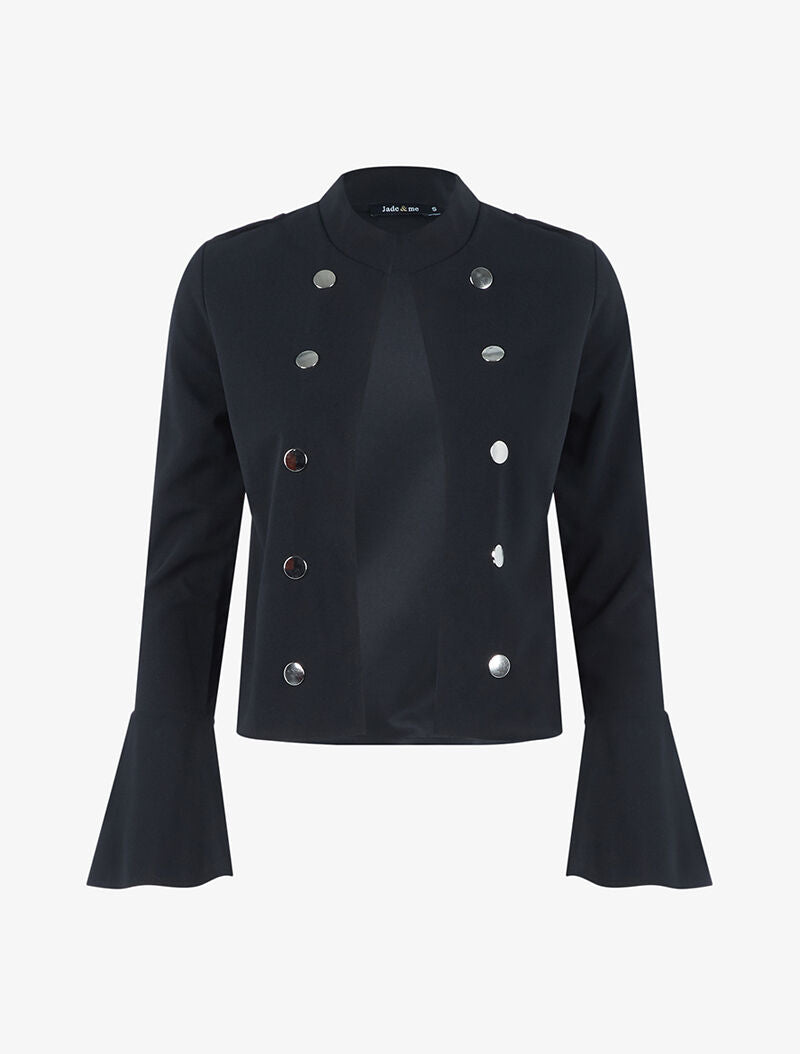 Veste boutonnée à bords coupe franche - noir - 3