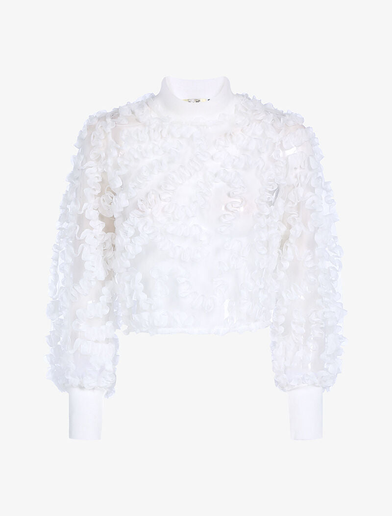 Crop top à empiècements pétales - blanc - 1