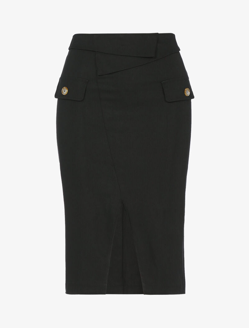 Jupe crayon à taille empiécée - noir - 1