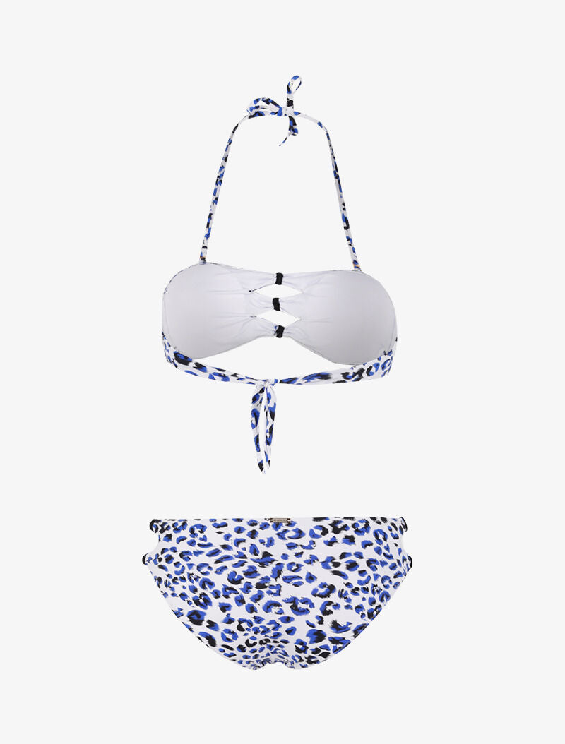 Bikini à découpes imprimé léopard - bleu - 2