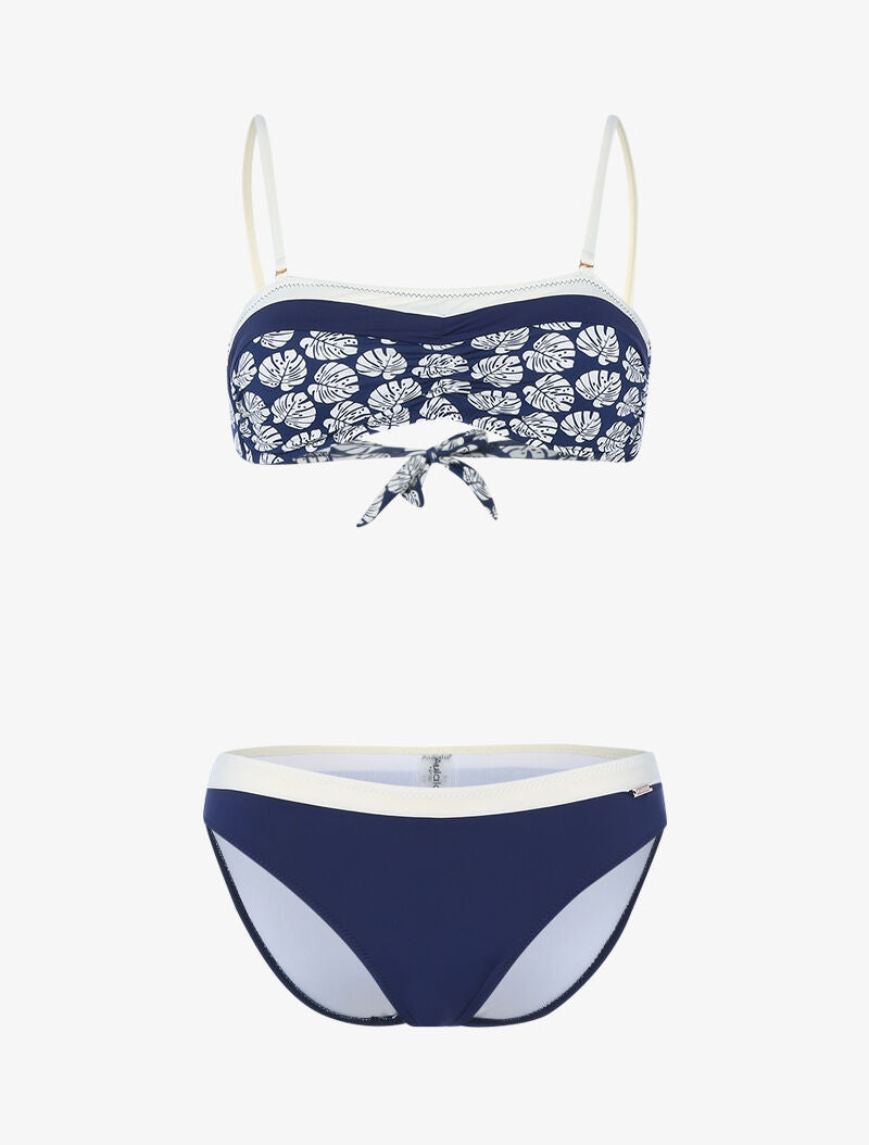 Bikini bicolore et haut imprimé - marine/écru - 1