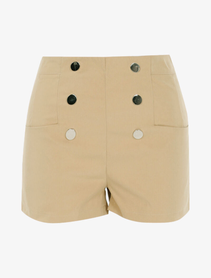 Mini short à boutons décoratifs - beige - 1