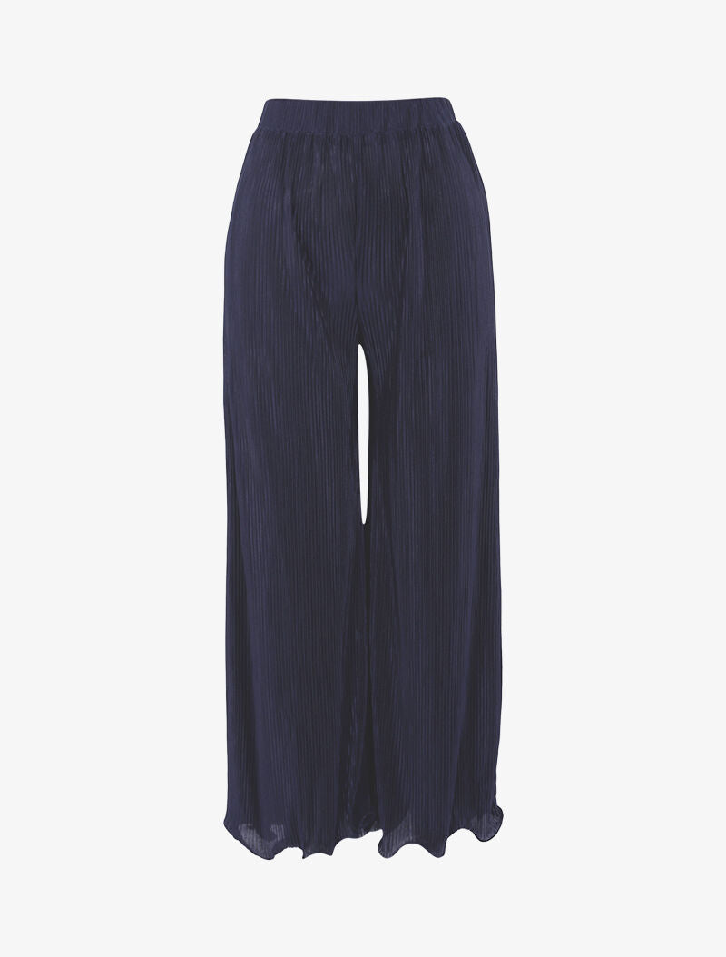 Broek 7/8 met wafelstructuur - marineblauw