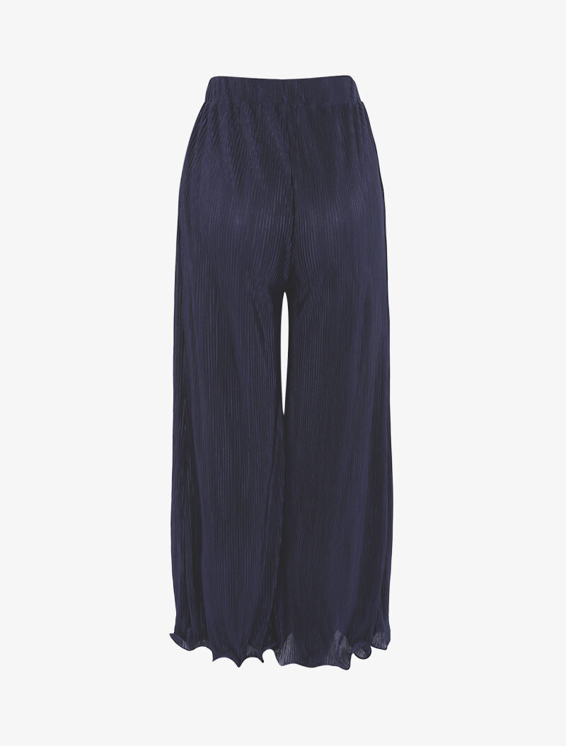 Broek 7/8 met wafelstructuur - marineblauw