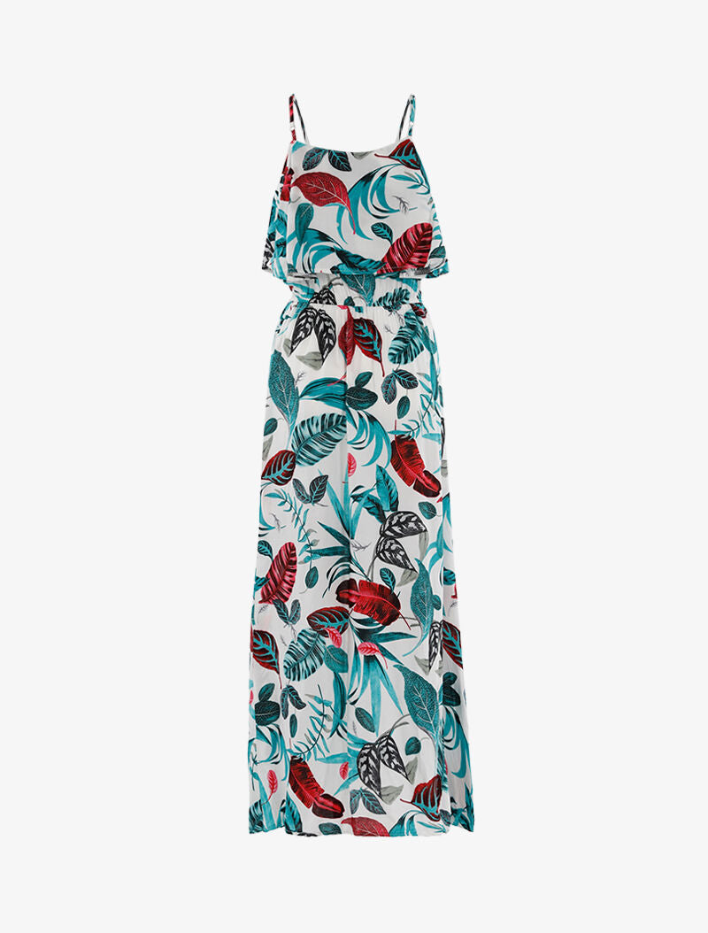 Robe à imprimé feuillages - blanc - 2
