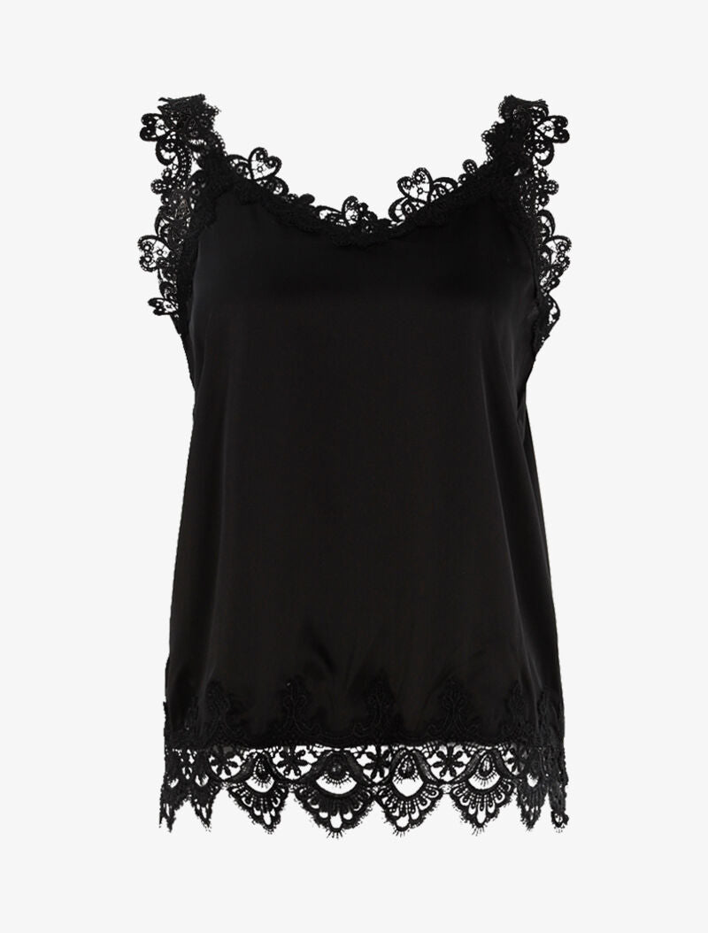 Débardeur à bords en crochet - noir - 1