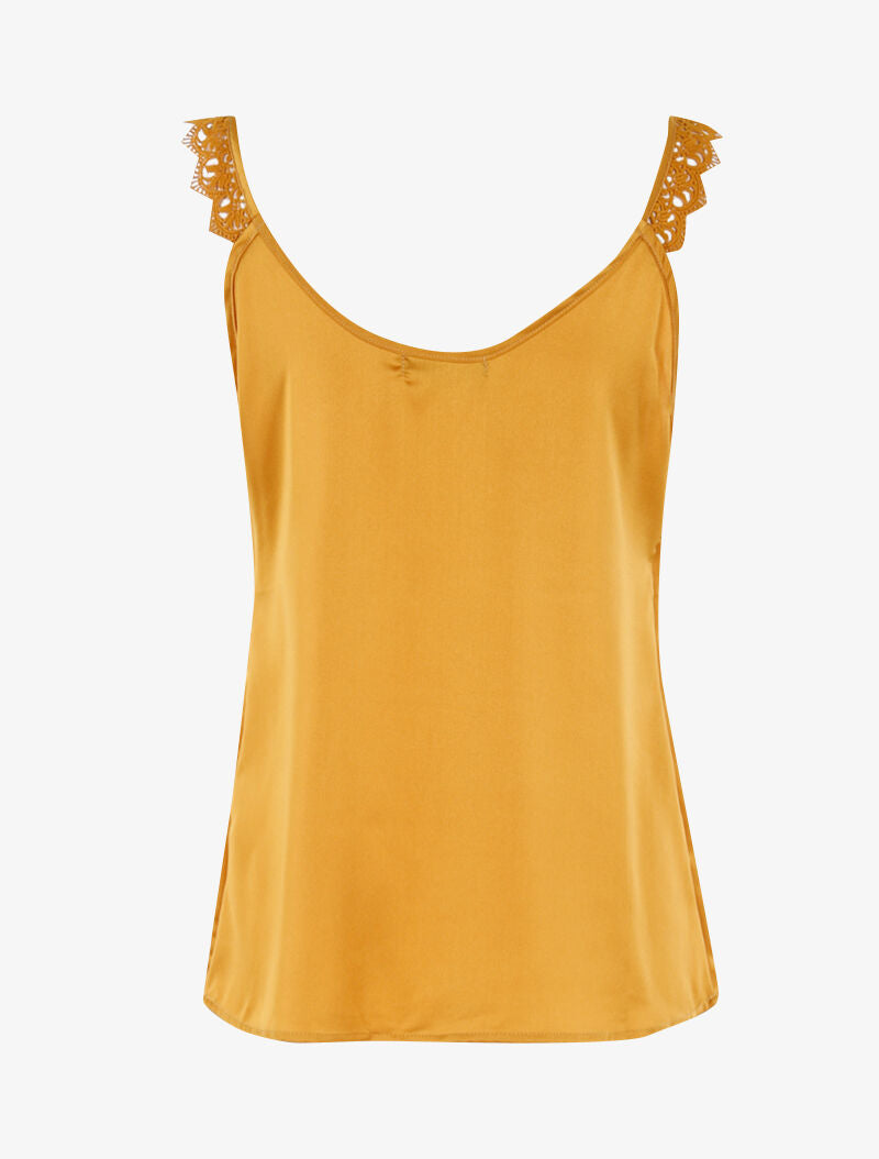 Débardeur à bretelles détails crochet - jaune - 2