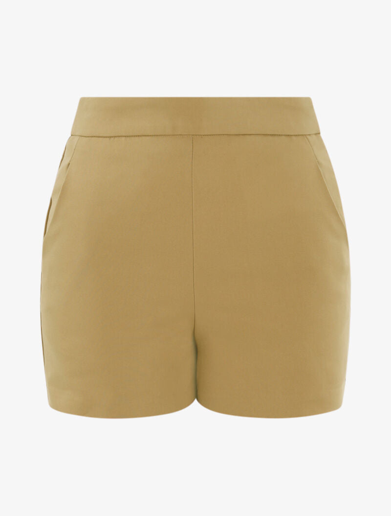 Short droit épais en coton mélangé - camel - 1