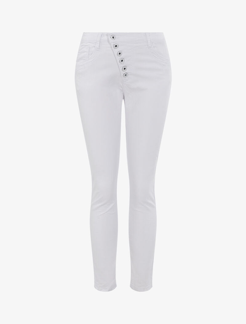 Jean uni effet froissé - blanc - 1