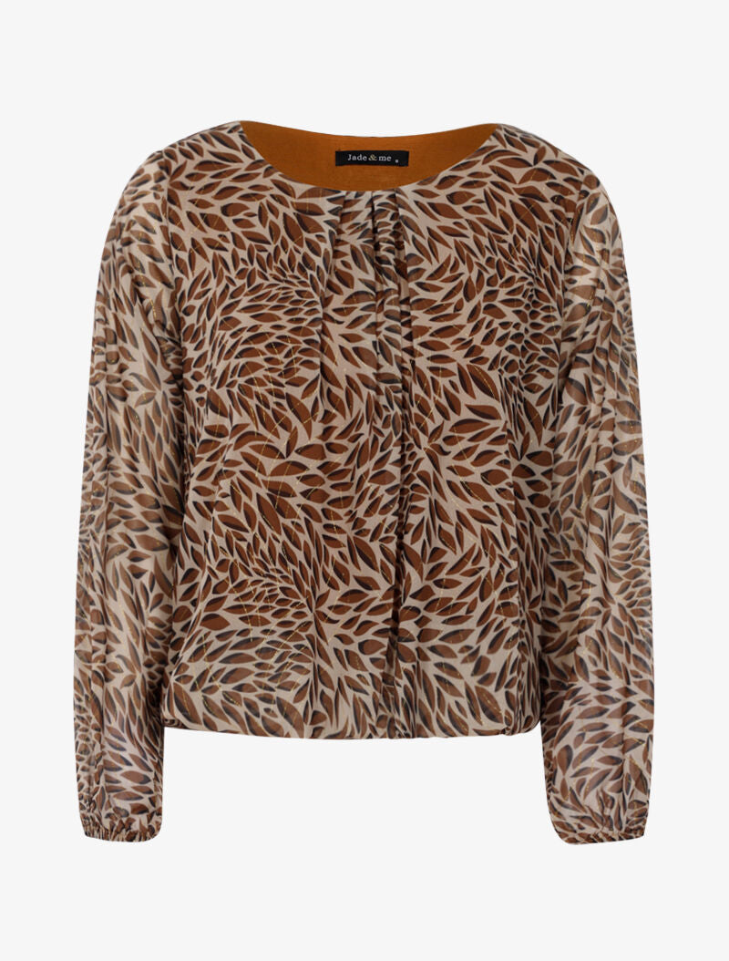 Blouse imprimé feuilles et dorures - taupe - 2