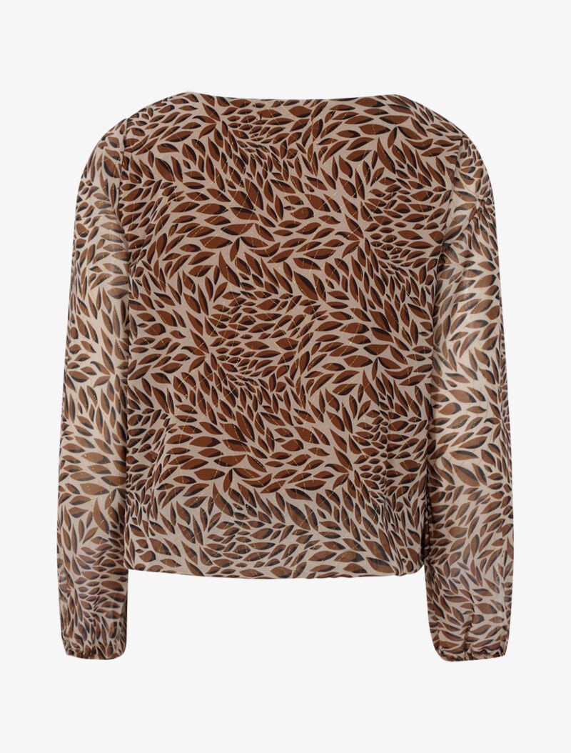 Blouse imprimé feuilles et dorures - taupe - 3