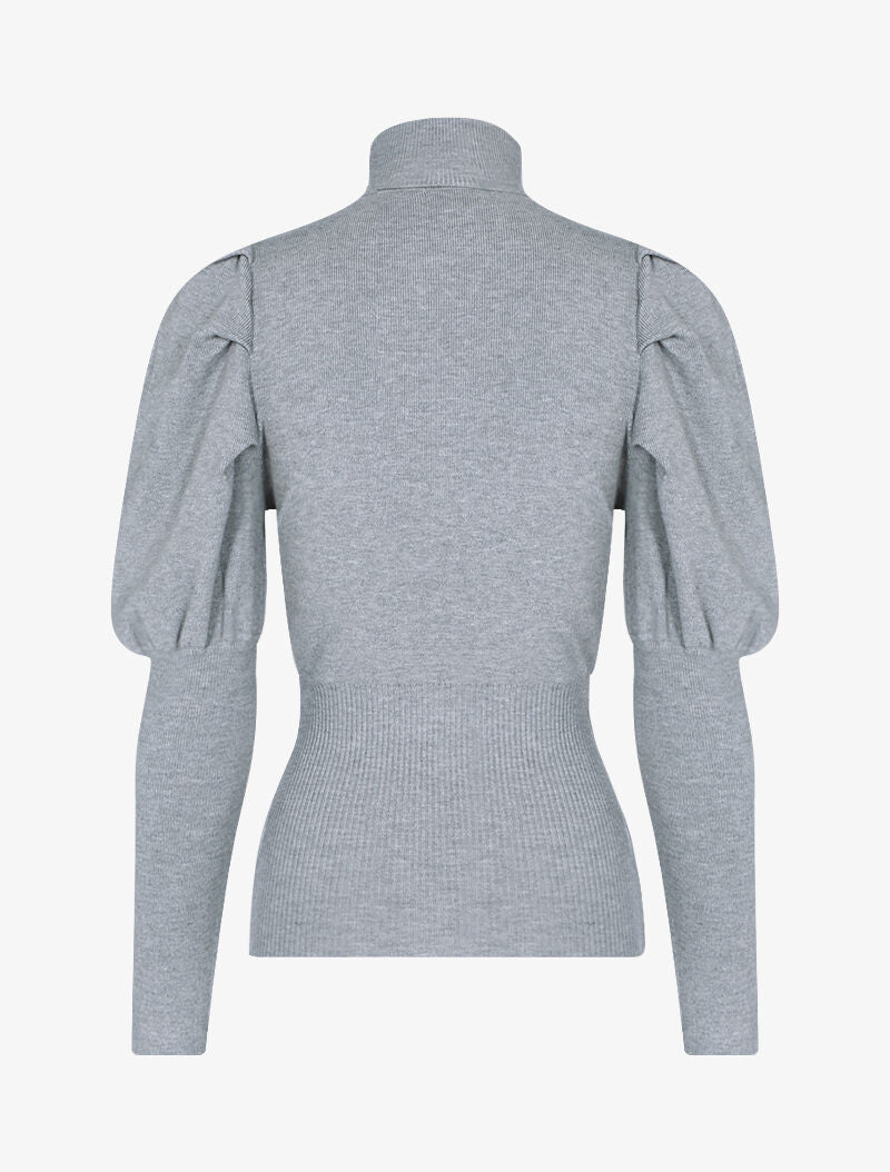 Pull doux à manches gigot - gris clair - 3