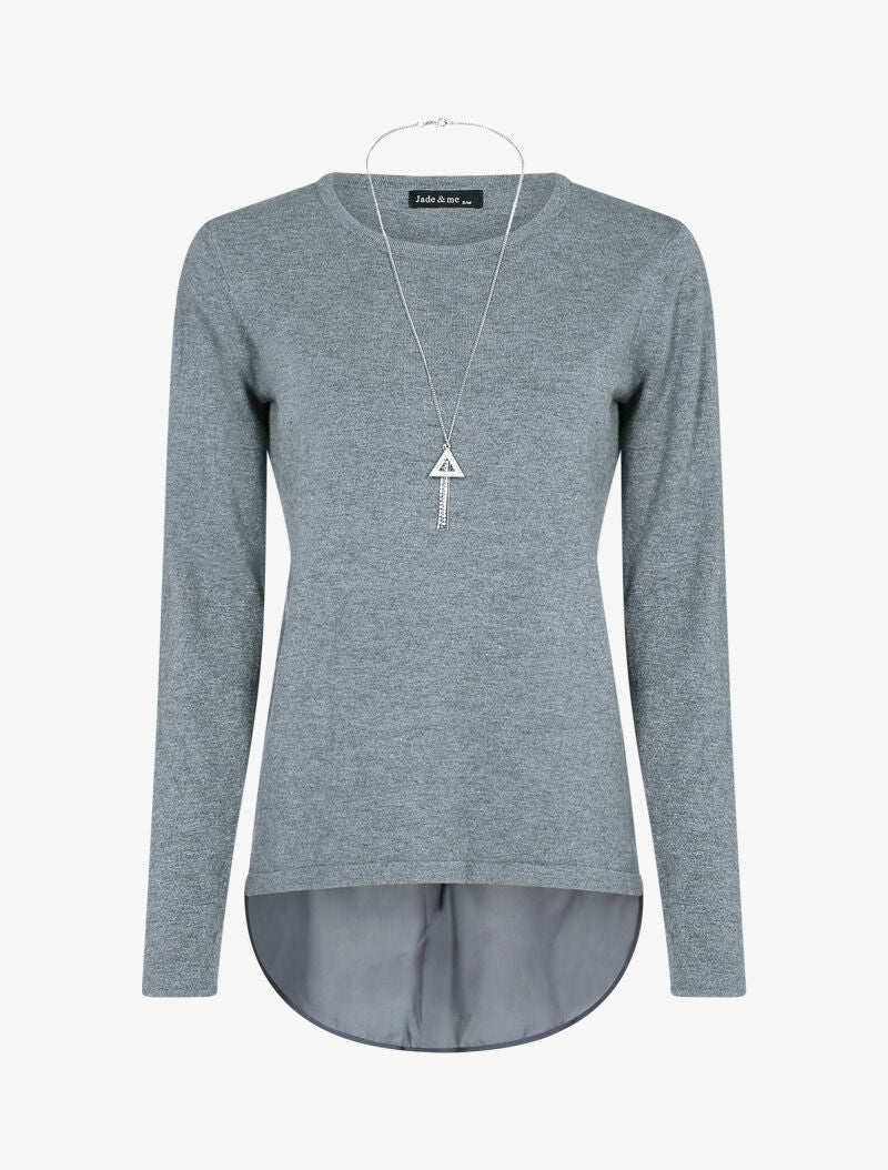Pull à empiècement asymétrique en voile - gris foncé - 1