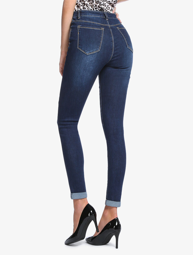 Jean slim basique taille haute - bleu denim - 2