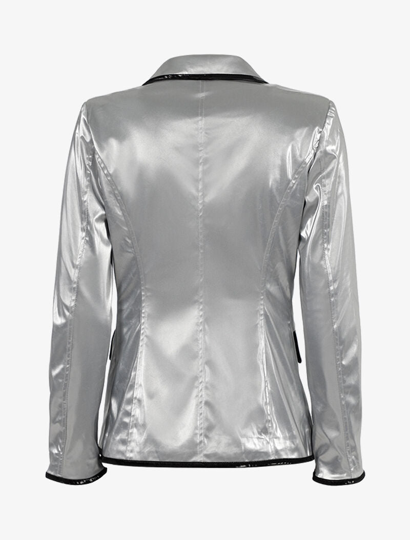 Veste en vinyle à bords contrastés - argent/noir - 2