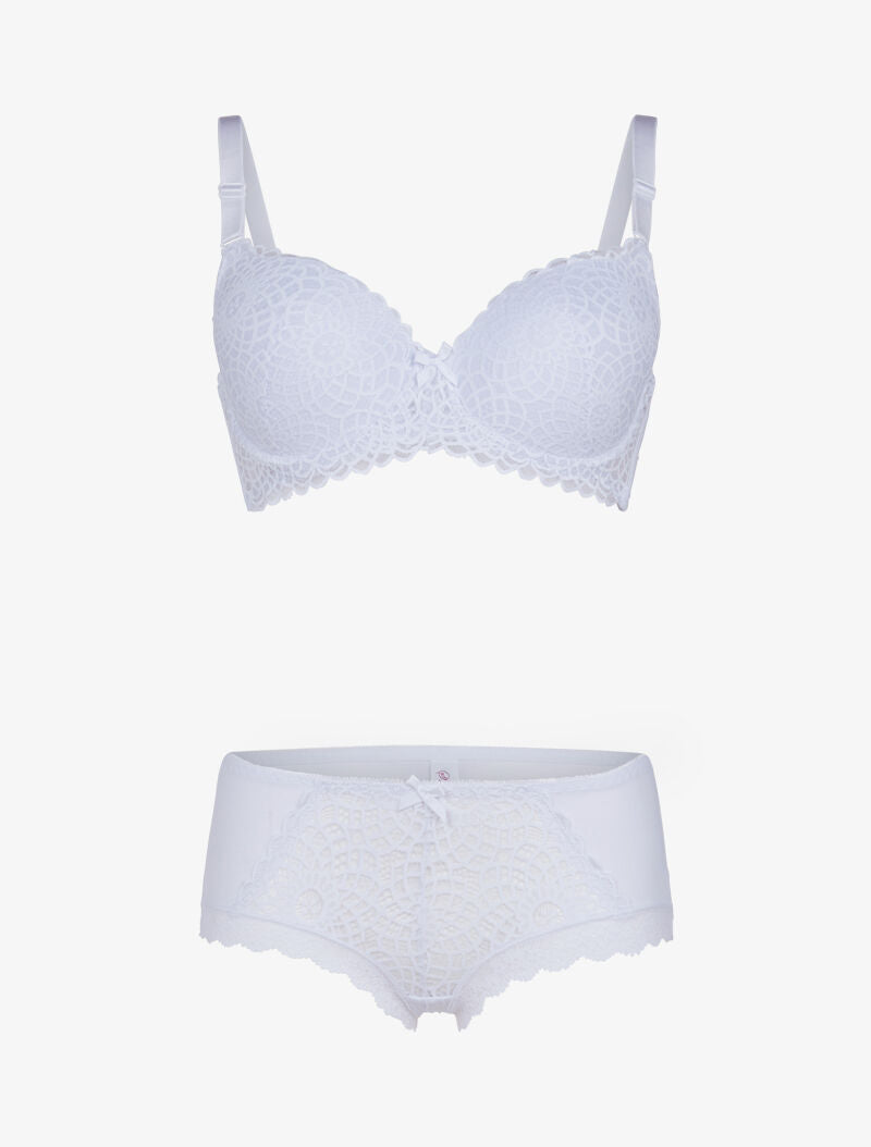 Ensemble à broderie style rosace - blanc - 1