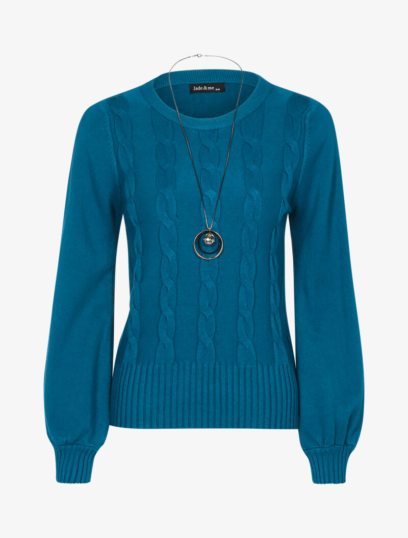 Pull court à détails torsadés - turquoise - 4