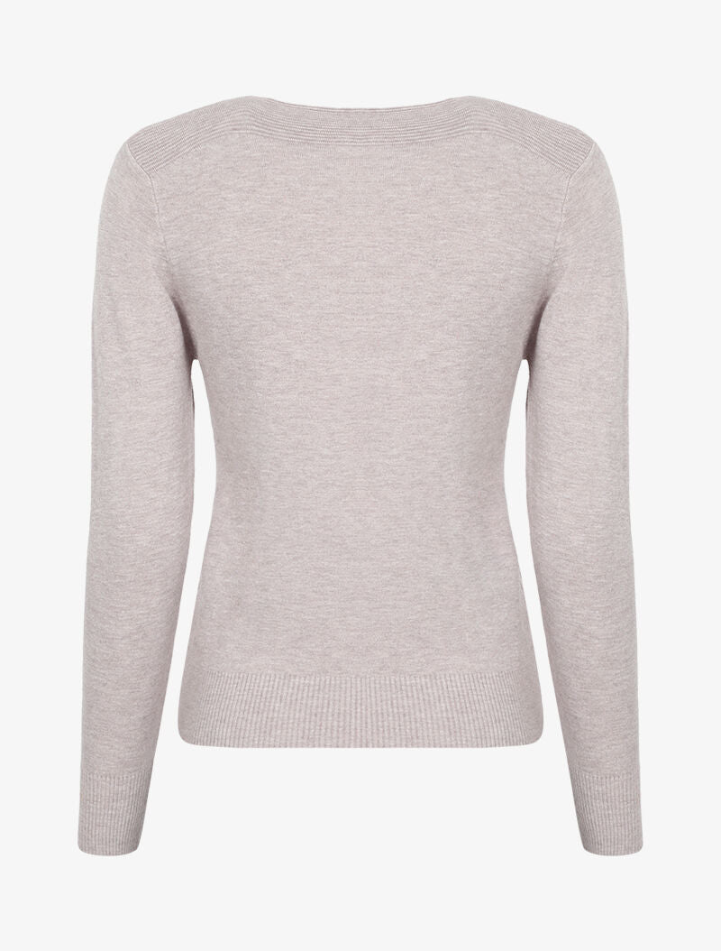 Pull fin à relief style flots - gris chiné - 3