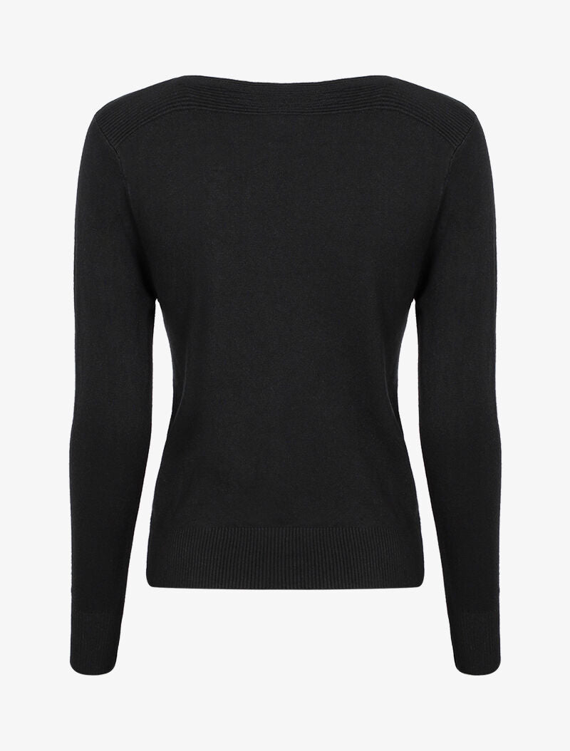 Pull fin à relief style flots - noir - 2
