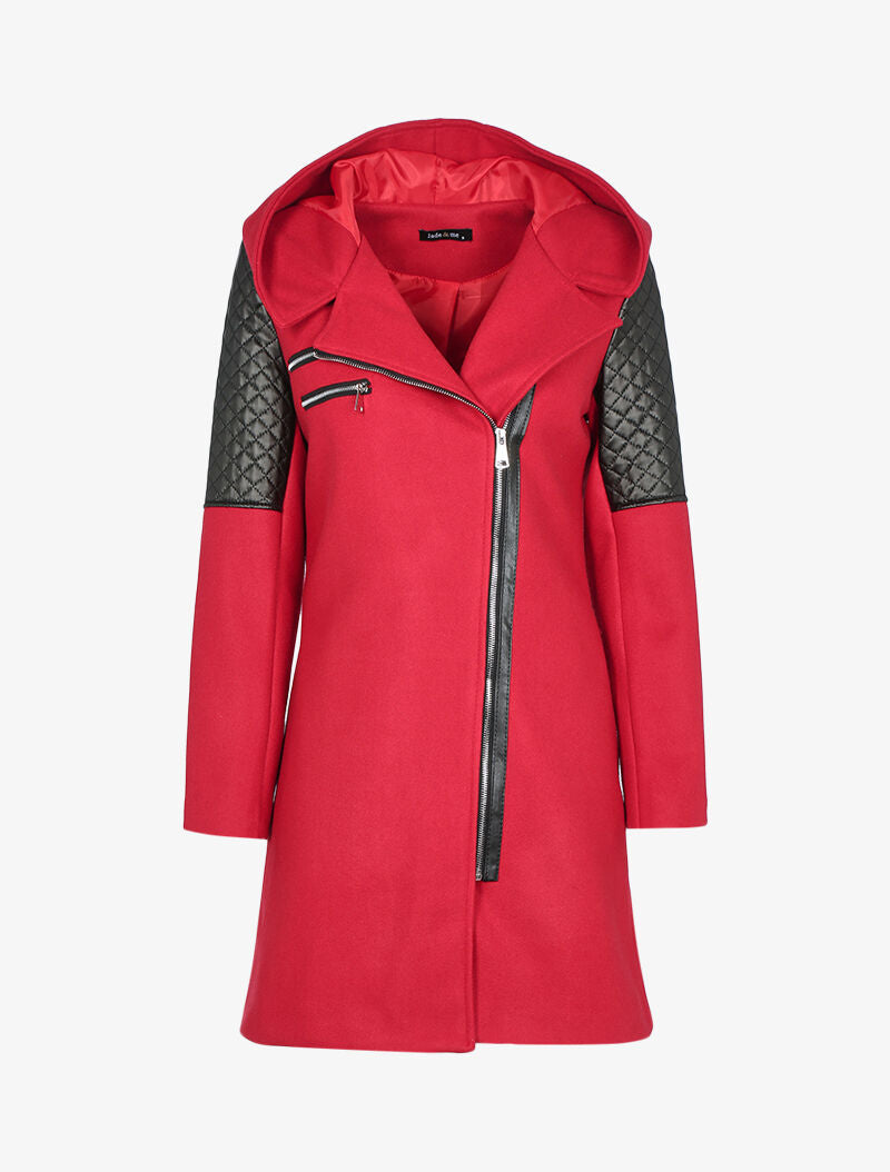 Manteau à zips et épaules matelassées - rouge - 3