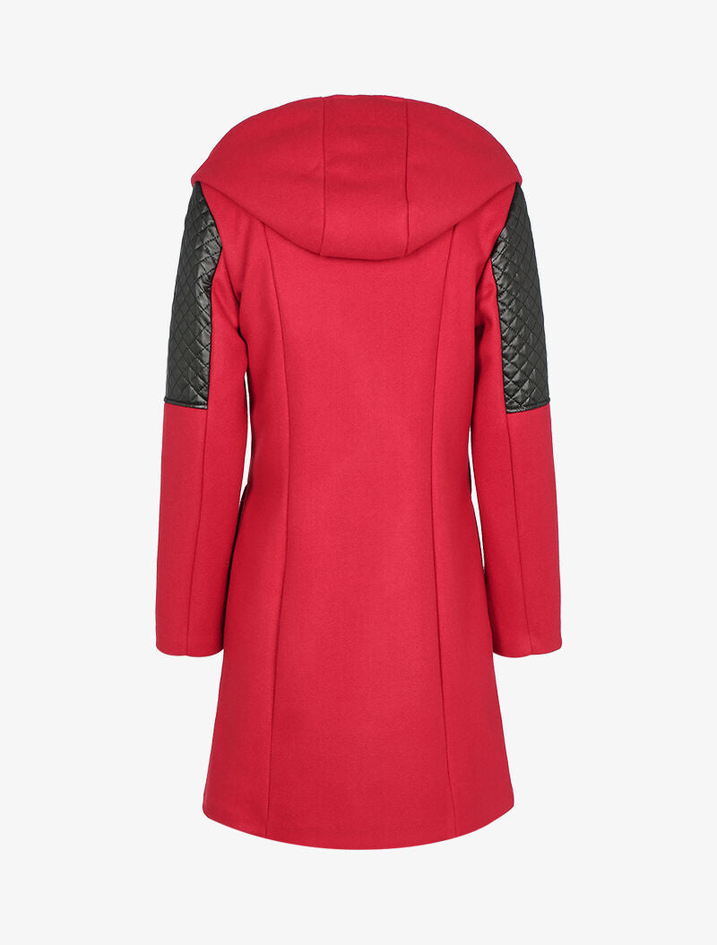 Manteau à zips et épaules matelassées - rouge - 2
