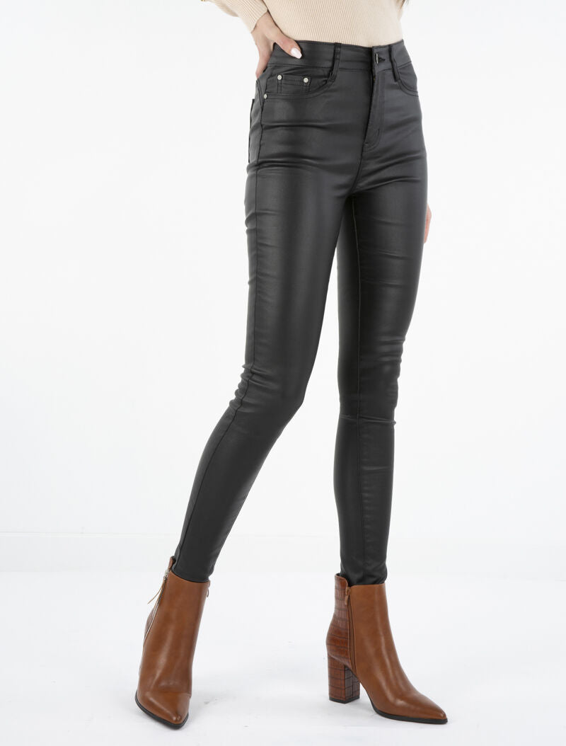 Jean en simili à coutures arrière stylisées - noir - 4