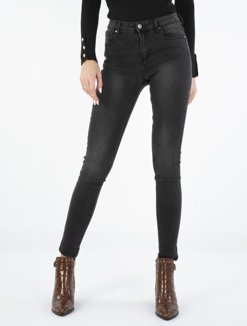 Jean skinny légèrement blanchi - noir - 4