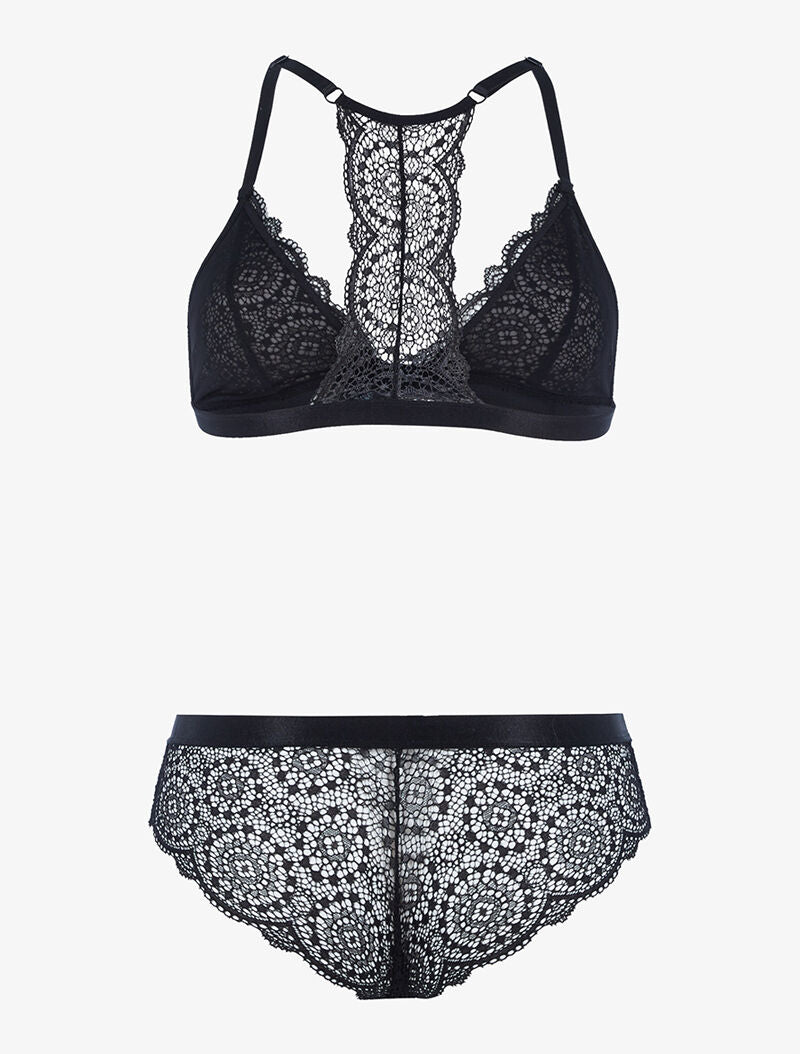 Ensemble en dentelle sans armatures - noir - 2