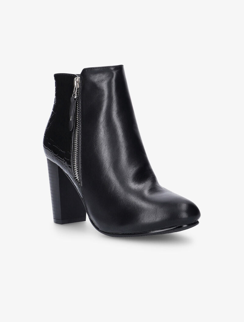 Bottines à talons et contrefort écailles - noir - 3