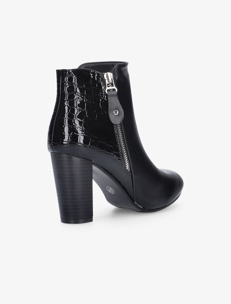 Bottines à talons et contrefort écailles - noir - 5