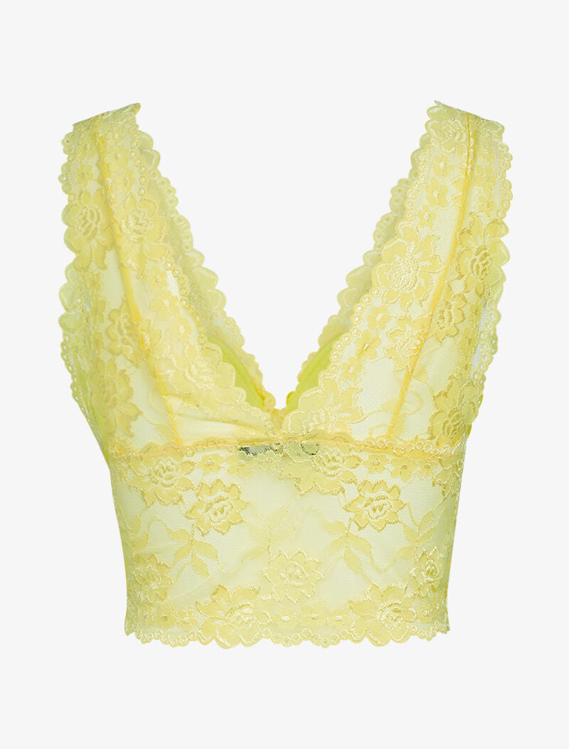 Crop top en dentelle - jaune - 2
