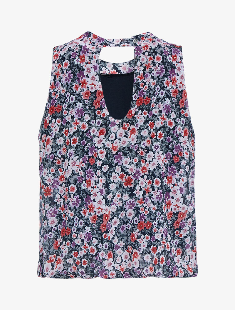 Top coupe boule à imprimé floral - noir - 2