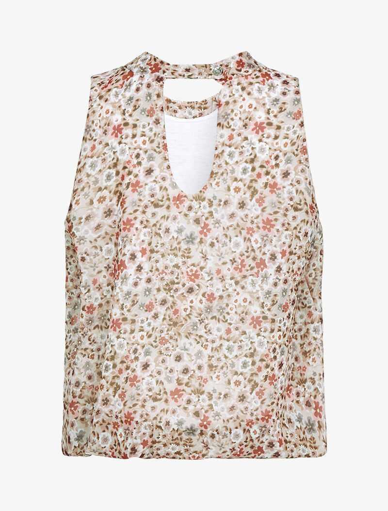 Top coupe boule à imprimé floral - beige - 2