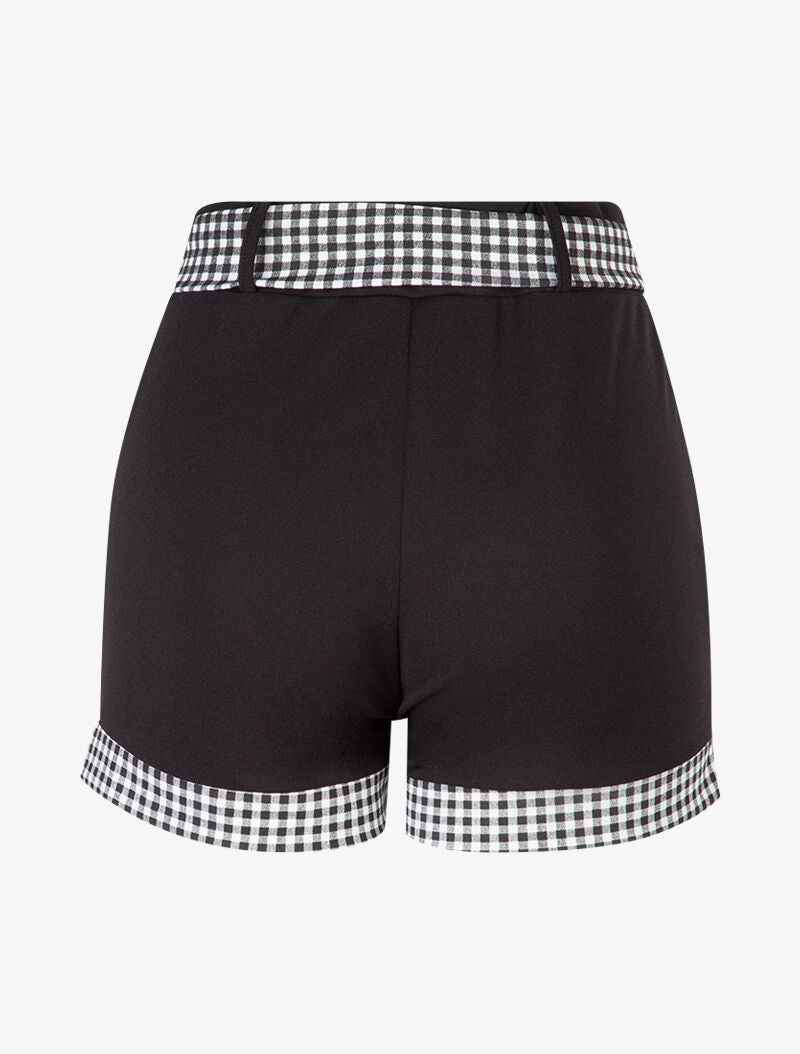 Short uni à bords imprimés vichy - noir - 2