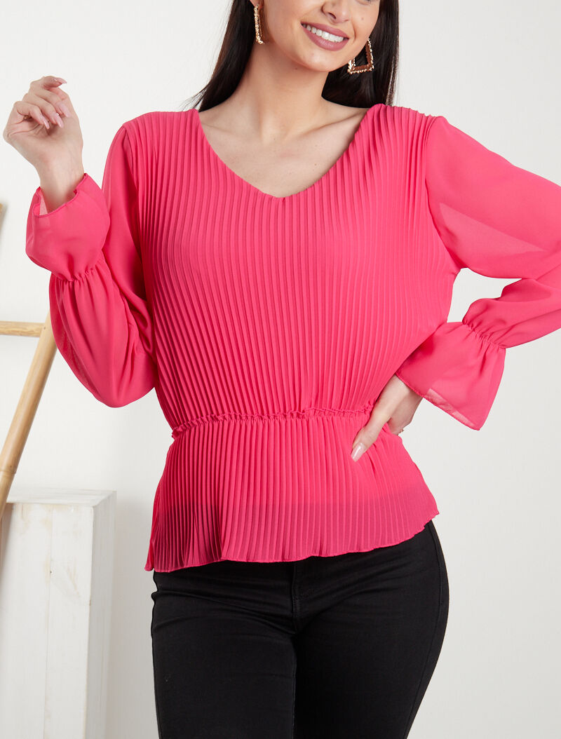 Top gaufré coupe boule - fushia - 5