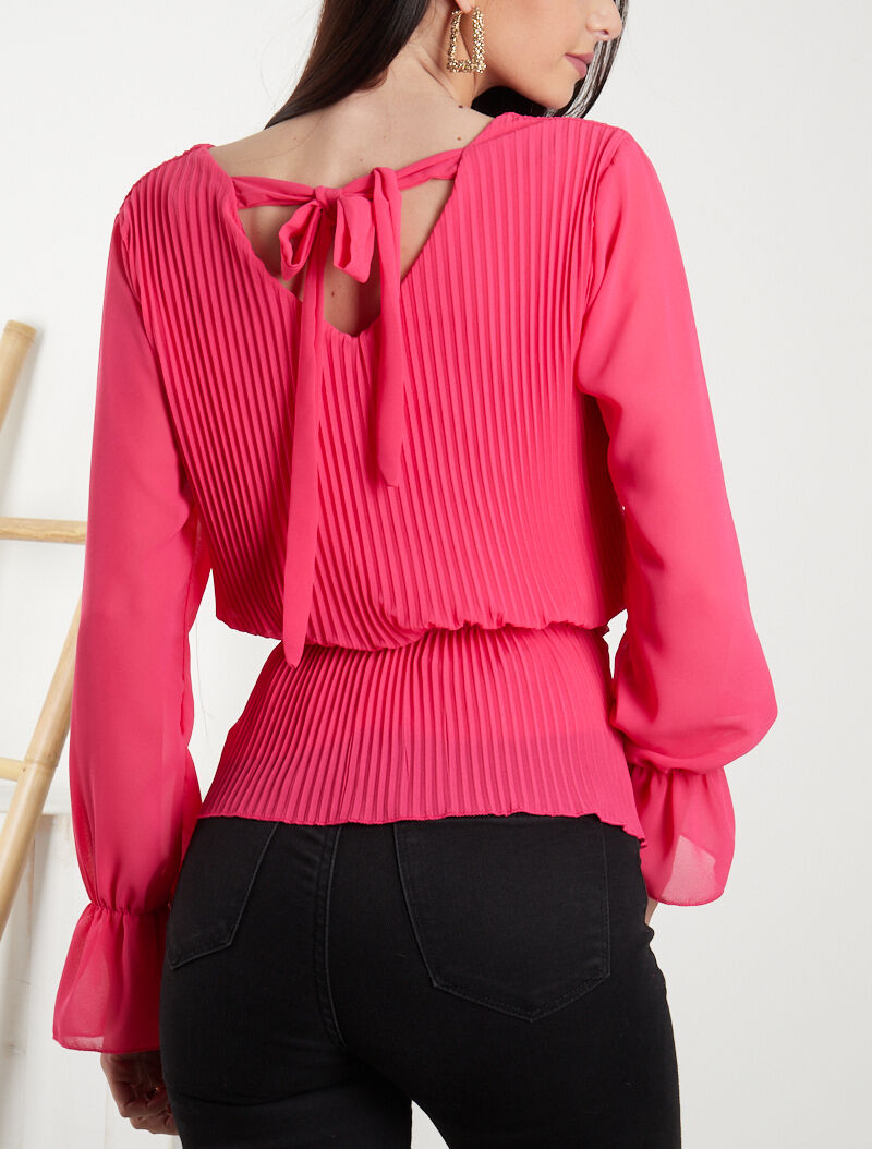 Top gaufré coupe boule - fushia - 2