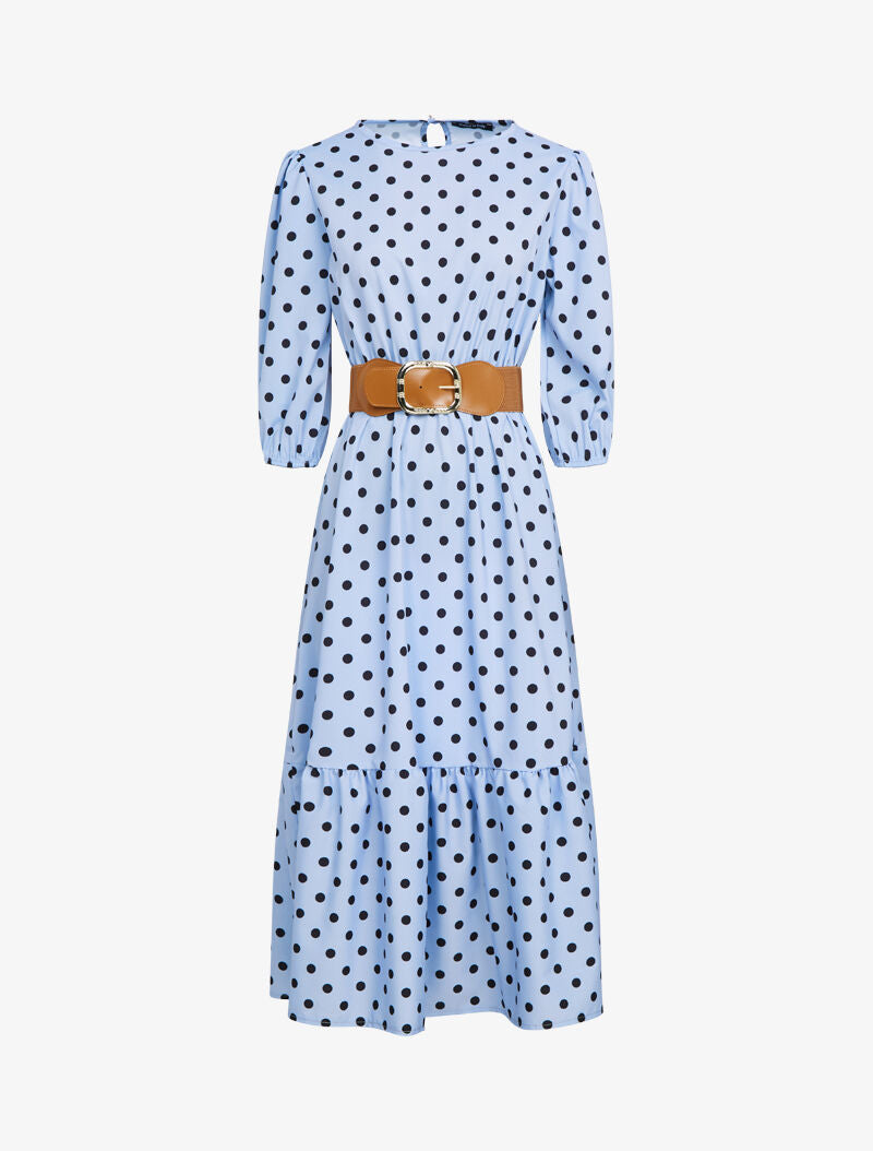 Robe à imprimé pois - bleu ciel - 1