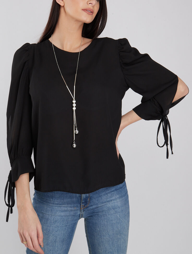 Blouse à manches bouffantes - noir - 4